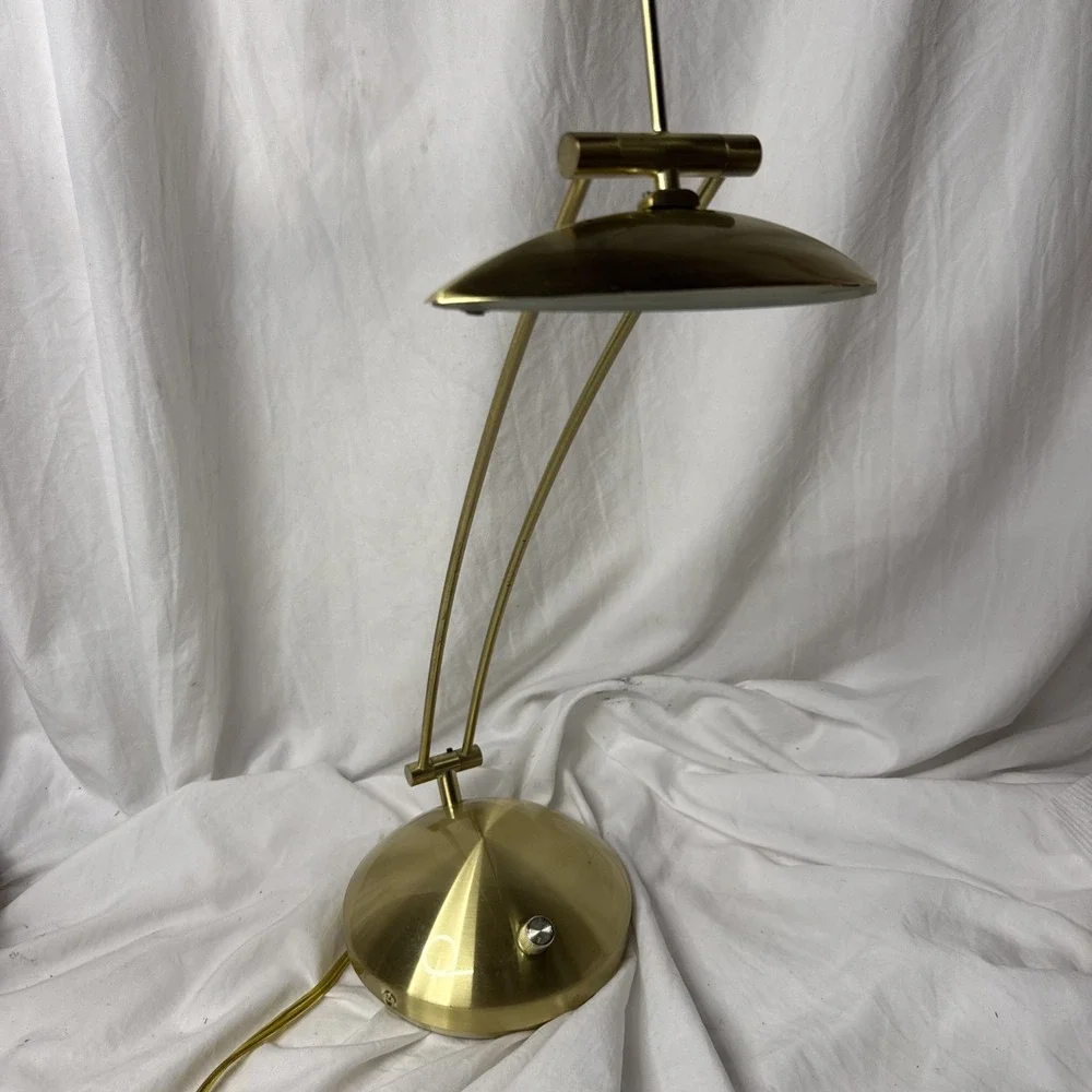 Vintage PostModern Brass Halogen Desk Lamp Lite Source LS3616 Retro 90's Dimmer